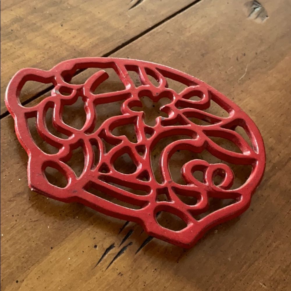 Vintage Red Iron Pig Trivet